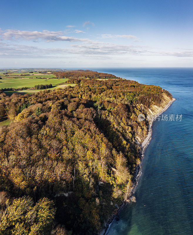 Bird's eye view of the Chalk Cliffs at Møns Klint in Denmark